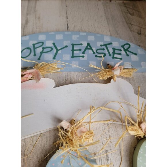 Easter wooden rabbit egg primitive hanging bunny leap sign spring pastel - Picture 3 of 8